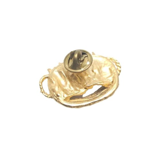 Bunny Woven Basket Brooch Pin Gold Tone Vintage Easter Spring - Picture 3 of 4